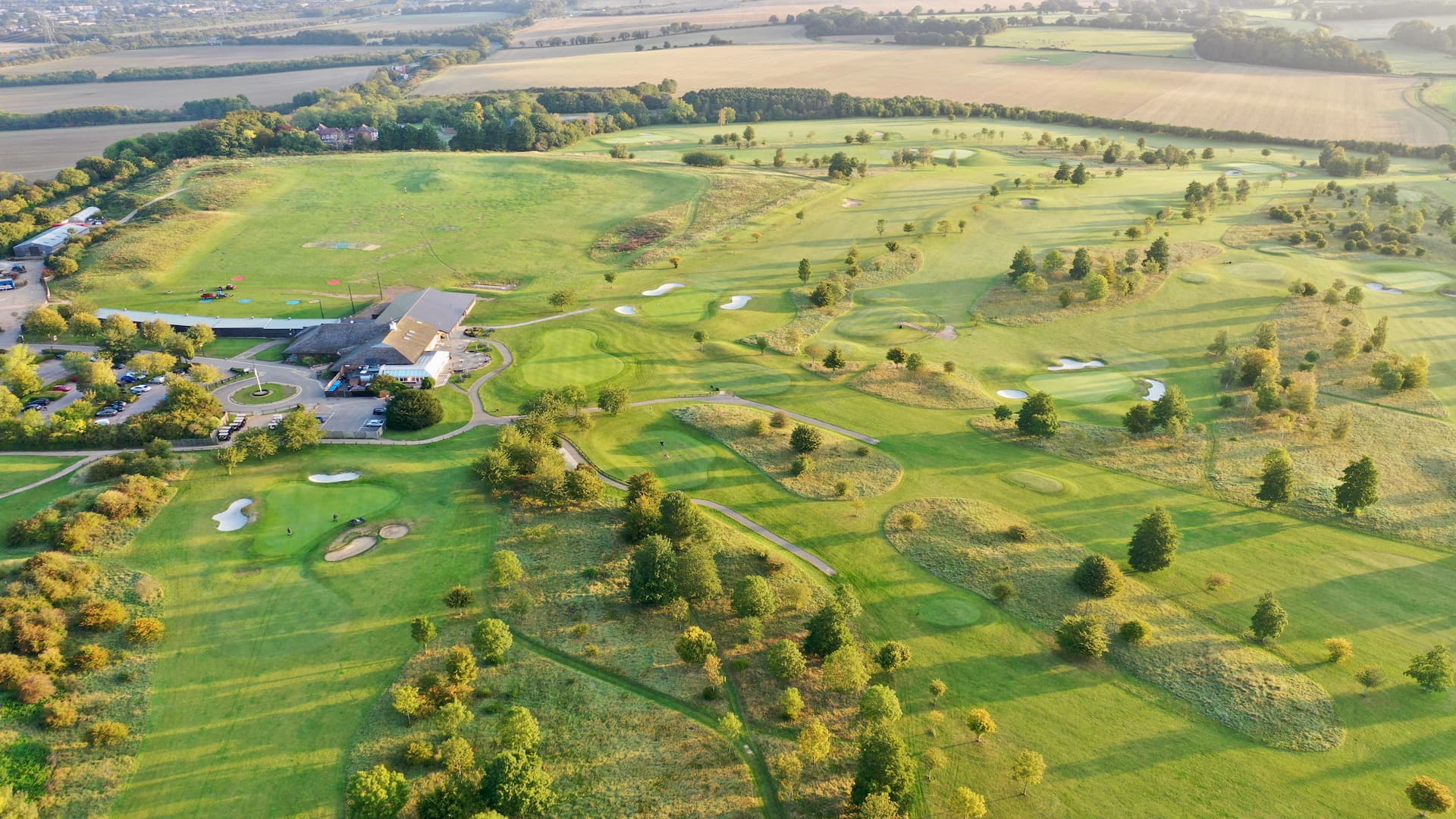 Aerial view of Chesfield Downs 18-hole golf course