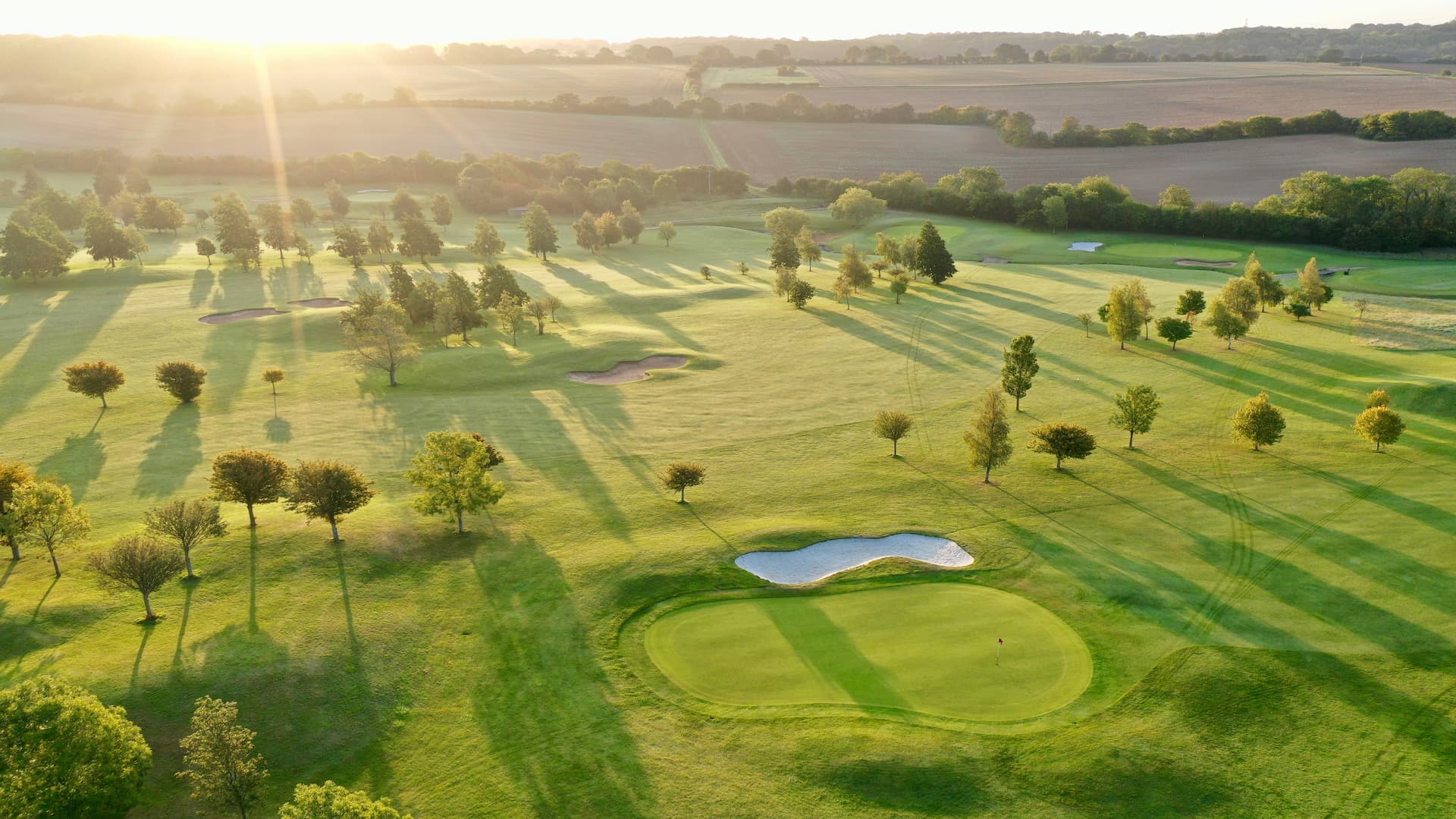 Aerial view of Chesfield Downs 18-hole golf course
