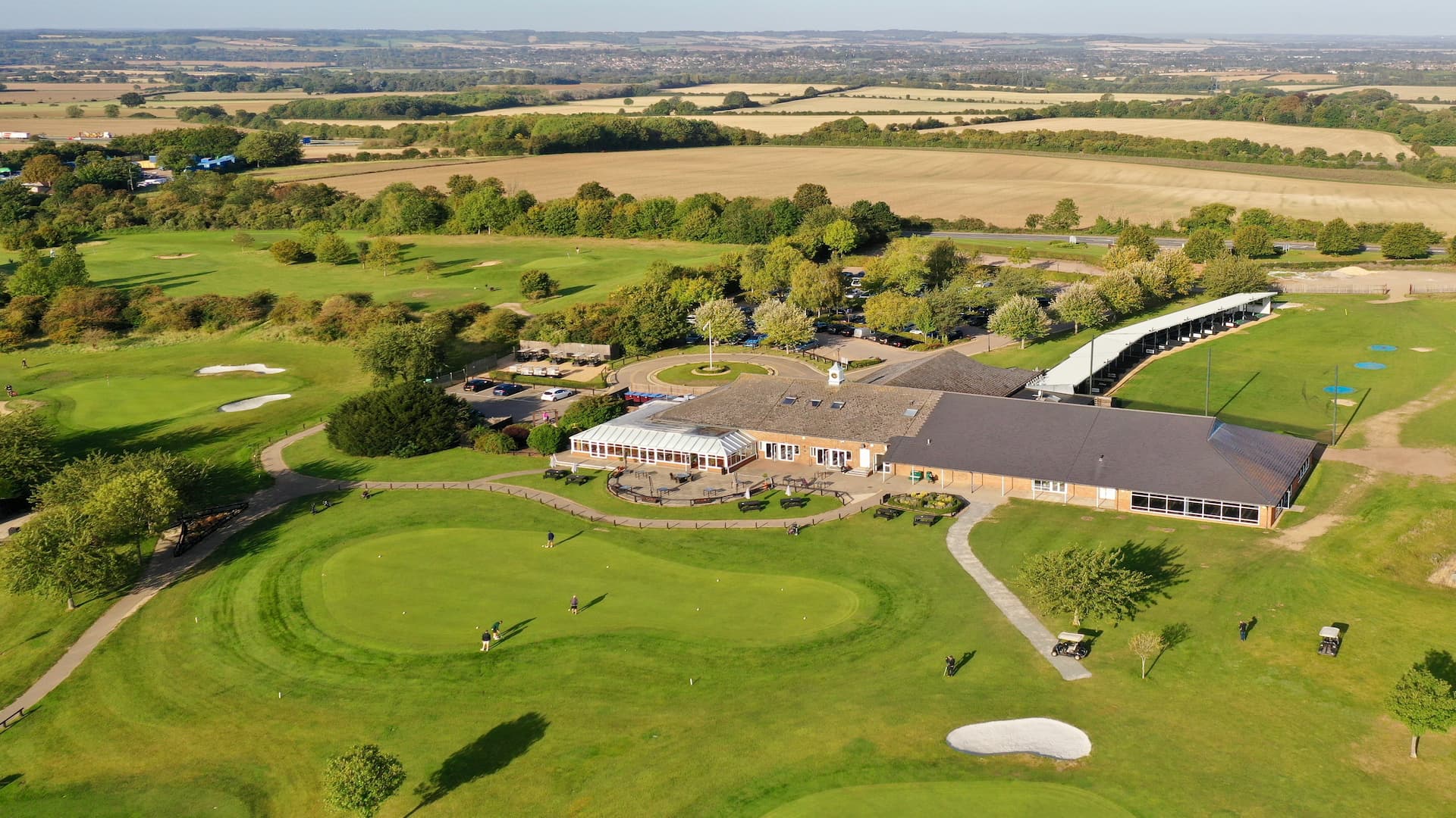 Aerial view of Chesfield Downs 18-hole golf course