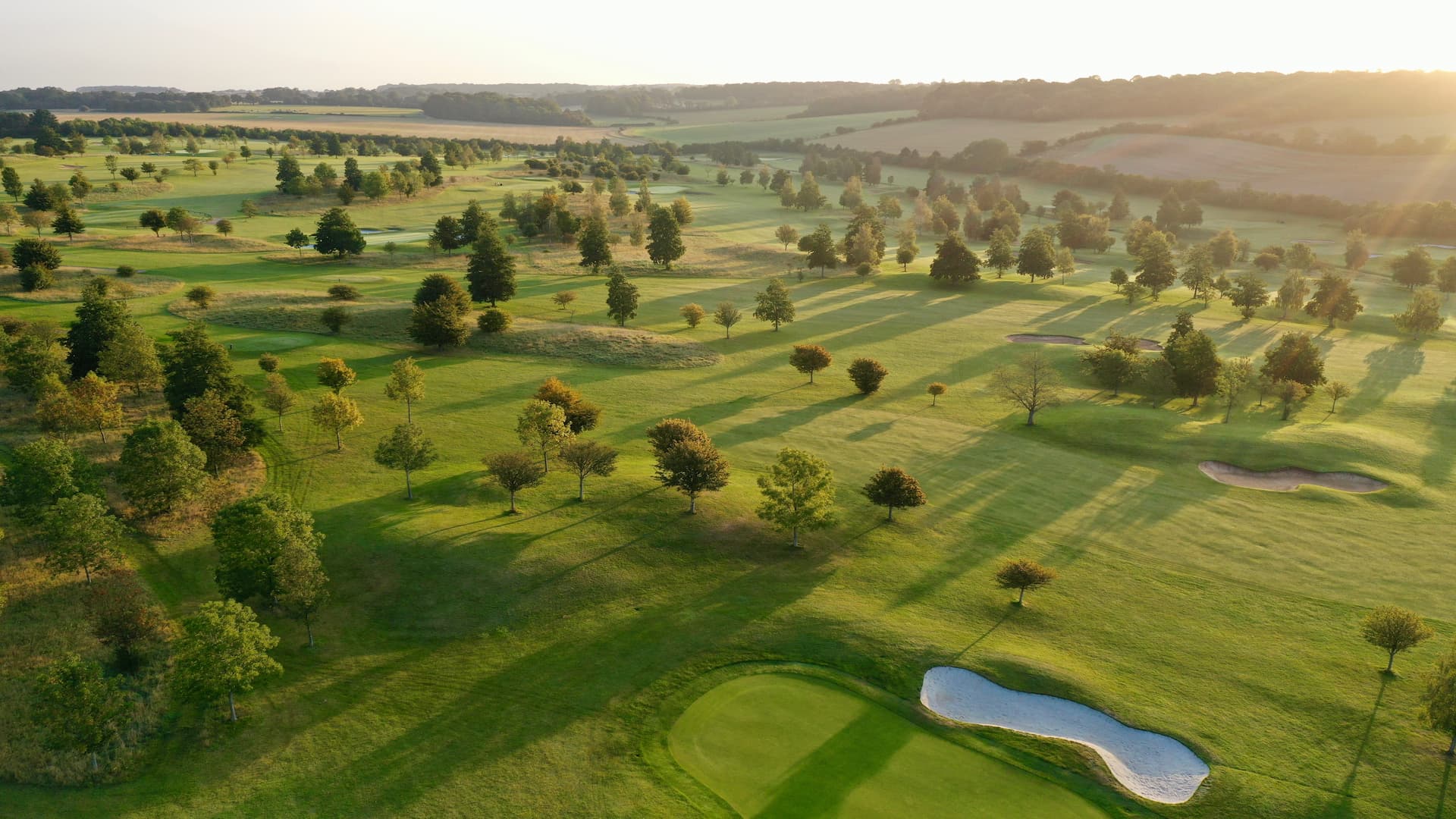 Aerial view of Chesfield Downs 18-hole golf course