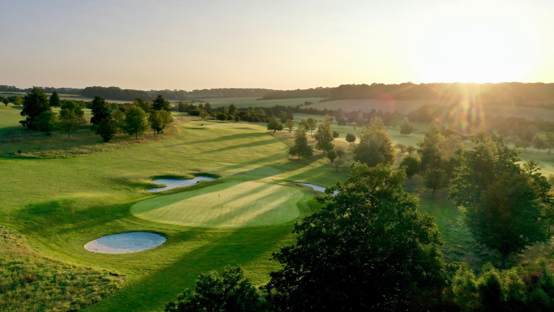 Aerial view of Chesfield Downs 18-hole golf course